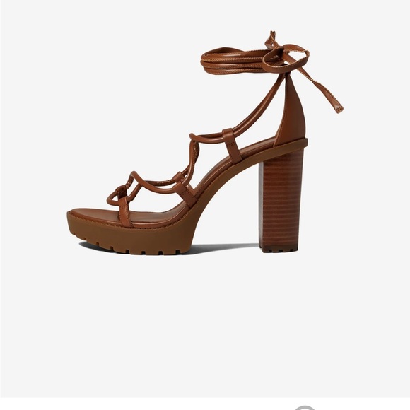 Michael Kors Brown Lace Up Block Heel - Picture 2 of 6